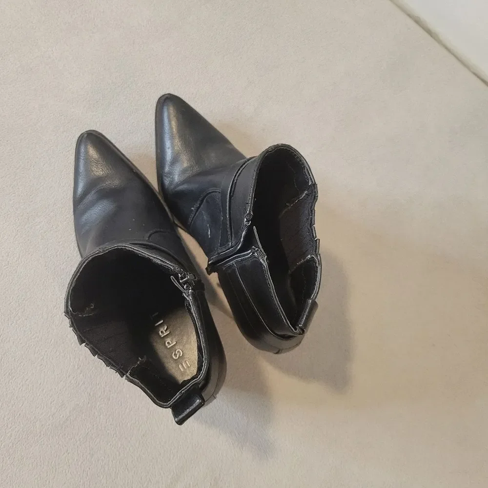 Espirit Antonia Black Pointy Botties Boots PU Upper Size 7.5 M